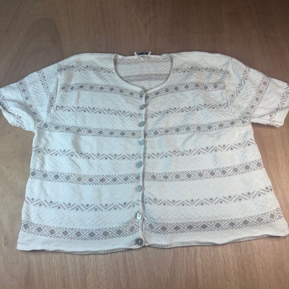 Vintage Reba Rose 22/24 Plus Size Knit Top Button Front Cotton Boho USA